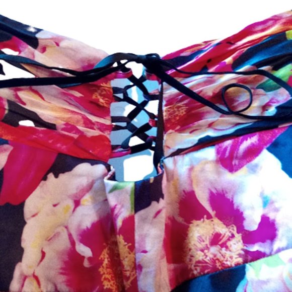 VINTAGE Flamenca Inspired Evening Floral Silk Gown Dress Prom Pageant Size 6 - Picture 9 of 9